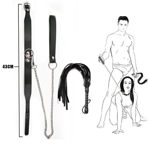 Slave Whip Bdsm Fetish Bondage Slut Slave Sex Collar Leash Steel Chain Restrict Adult Game Dog Chain Punish Neck Collars Sexshop ► Photo 1/6