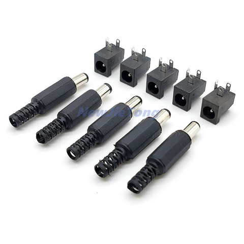 5pcs DC-005 5.5x2.1/2.5mm 12V 3A Plastic Male Plugs + Female Socket Panel Mount Jack DC Power Connector Electrical Supplies ► Photo 1/4