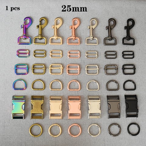 1 pcs/pack 25mm metal buckle adjust buckle D ring metal dog clasp metal DIY dog puppy collar leash accessory 7 colors ► Photo 1/6