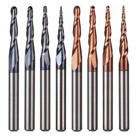 5pcs/Lot Tungsten Solid Carbide Inch Size 3.175mm Ball Nose Tapered End Mill Router Bits CNC Taper Wood Metal Milling Cutter ► Photo 1/6