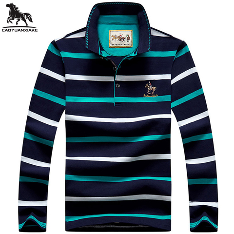 polo shirt men spring autumn new high quality mens long sleeve stitching stripes embroidery youth Business casual polo shirt 851 ► Photo 1/6