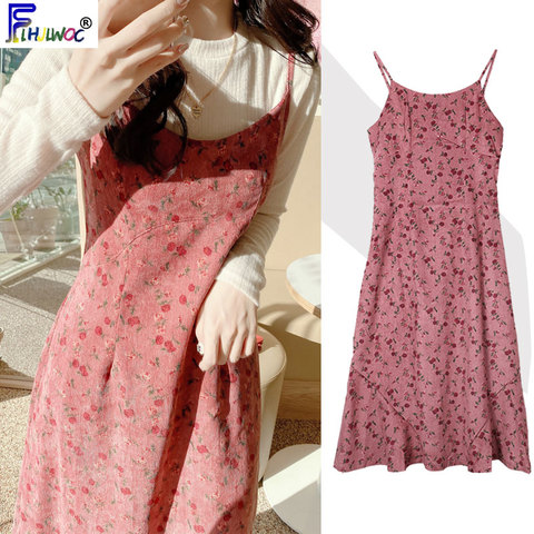 2022 New Year Date Birthday Party Dresses Women Cute Sweet Korea Japanese Style Sleeveless Floral Printed Vintage Dress 12820 ► Photo 1/6