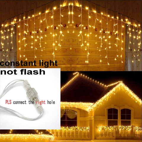 8m-48m Christmas Garland LED Curtain Icicle String Light 220V Droop 0.4-0.6m Mall Eaves Garden Stage Outdoor Fairy Lights ► Photo 1/6