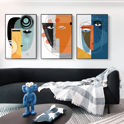 Abstract Faces Geometric Canvas Painting Contemporary Posters and Prints Wall Art Picture for Living Room Scandinavian Home Deco ► Photo 1/6