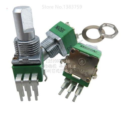 RD902F B20K half axis 15MM curved leg vertical stereo channel potentiometer 6 feet ► Photo 1/1