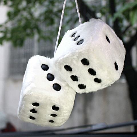 2pcs Fashion Auto Car Fuzzy Dice Dots Rear View Mirror Hanger Decoration Hanging Plush Dice Car Pendant Styling Accessorie ► Photo 1/6