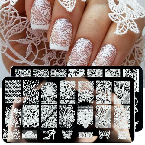 Lace Flowers Nail Stamping Plates Mandala Geometric Nail Art Stamp Templates Polish Printing Stencils Manicure Tools BE04 ► Photo 1/6