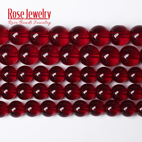Wholesale Smooth Garnet Red Glass Crystal Round Loose Beads 15