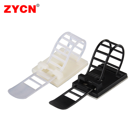 20/100PCS Adjustable Strap Holder Self Adhesive Plastic Network Wire Power Cord Car Cable Tie Clamp White Black Desk Organizer ► Photo 1/6