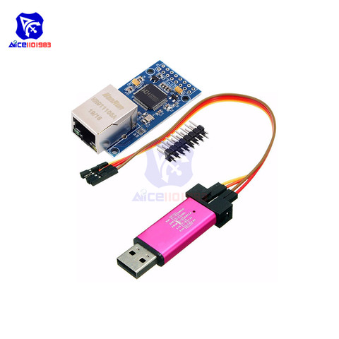 diymore CH9121 Ethernet Network Module UART to RJ45 Converter TCP/IP V2 Emulator Programmer STM32 STM8 STM32F103C8T6 with Cable ► Photo 1/1