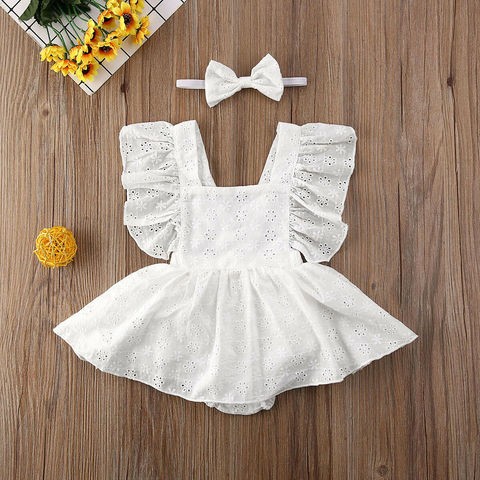 Hot Newborn Infant Baby Girls Princess Short Sleeve Romper Dress Clothes Outfit 2022 Summer white girls mini dress ► Photo 1/6