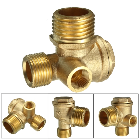 3 Port Brass Air Compressor Valve Air Compressor Check Valve Central Pneumatic 44x44x30mm Valves Thread 90 Degree DIY Home Tools ► Photo 1/6