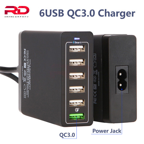 QC3.0 Fast charge 6 Port Multiple USB Charger Charging 50W multi Port 6 usb Smart Quick Charge 6 port charger for phones charge ► Photo 1/6