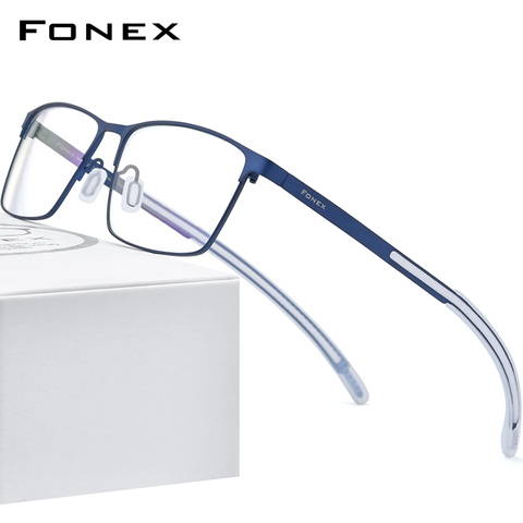 FONEX Pure Titanium Eyeglass Frame Men Square Myopia Optical Prescription Glasses 2022 New High Quality Silicone Eyewear 8521 ► Photo 1/6