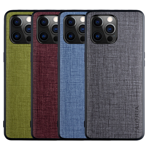 Fashion Real Fabric Case for iPhone 12 Mini SE 2022 11 Pro Max 7 Plus 8 6 6S X XR XS Max Soft TPU & Hard PC coque fundas covers ► Photo 1/6