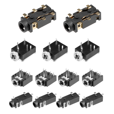uxcell 10Pcs Socket Headphone Stereo Jack PCB Mount 3.5mm 5 Pin 6 Pin Audio Video Connector Black DC50V 0.5A 3-20N ► Photo 1/1