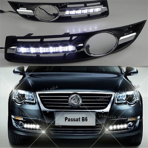 2Pcs x LED DRL For VW Passat B6 2006 2007 2008 2009 2010 2011 Car-styling LED DRL Daytime Running Light Waterproof With Harness ► Photo 1/6