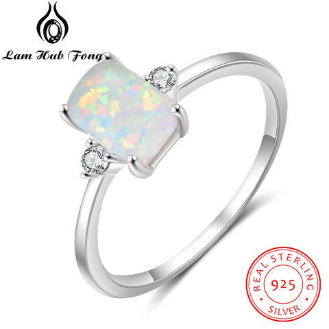 925 Sterling Silver Rectangular Opal Rings for Women Cubic Zircon Female Finger Rings Wedding Silver 925 Jewelry (Lam Hub Fong) ► Photo 1/6