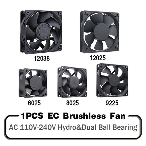 1PCS EC Brushlee Fan 6025/8025/9225/12025/12032 AC 110V 115V 120V 220V 240V Cooling Cooler Fan ► Photo 1/1