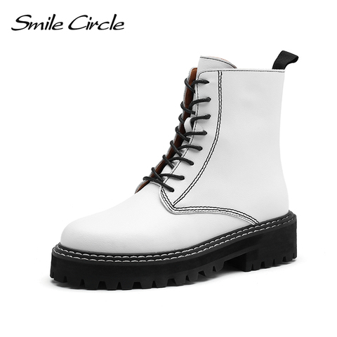 Smile Circle Ankle Boots Women Flats Platform shoes Fashion Round toe Comfortable Casual Short Boots Ladies ► Photo 1/6