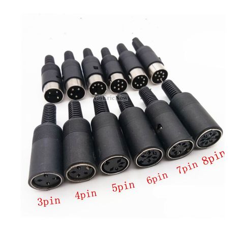 2pcs 3 ,4 ,5 ,6 ,7 ,8 Pin DIN Male/Female Plug Jack with Plastic Handle Keyboard Cable Connector Adapter ► Photo 1/4