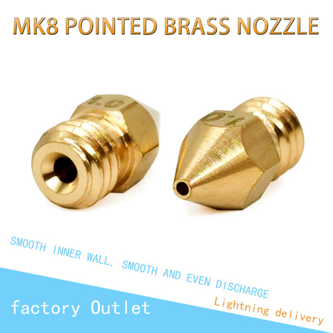 MK8 brass nozzle 0.1MM 0.2MM 0.3MM 0.4MM 0.5MM 0.6MM 0.8MM 1.0MM extruder print head nozzle suitable for 1.75MM 3.0MM 3D printer ► Photo 1/5