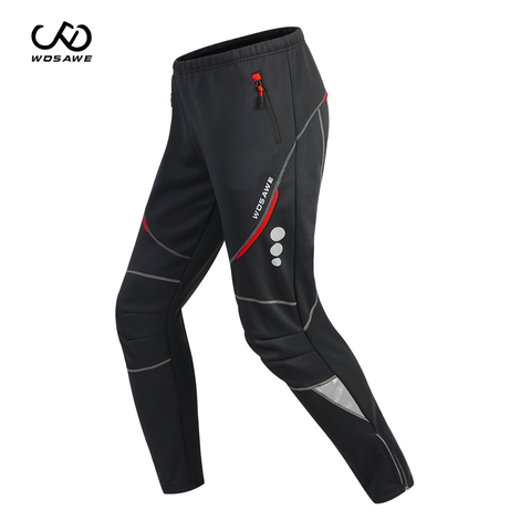 WOSAWE Winter Men's Cycling Pants Windproof waterproof Fleece Thickened warm Mountain Bike Riding Pants Motobike Trousers ► Photo 1/6