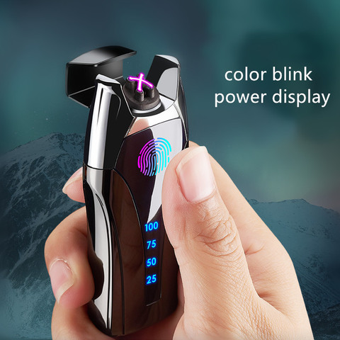 Fingerprint  USB Recharge  Smoking Electric gift metal Lighter for boyfriend father girlfriend gift for  christmas ► Photo 1/6