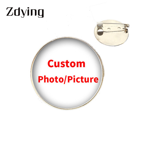 ZDYING Handmade Custom Photo/Picture Badge Brooch Glass Cabochon Dome DIY Personalized Brooches Pins Silver Plated Accessories ► Photo 1/2