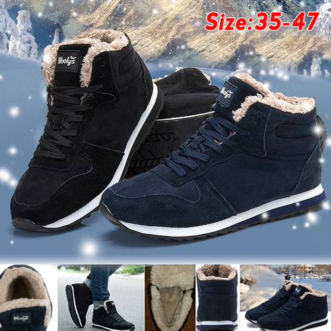 Men Boots Men's Winter Shoes Fashion Snow Boots Shoes Plus Size Winter Sneakers Ankle Men Shoes Winter Boots Black Blue Footwear ► Photo 1/6