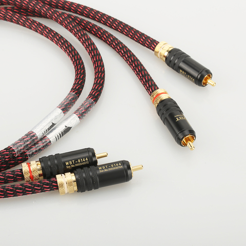 New Pair Hifi audio 5N OFC RCA Audio interconnct cable hi-end RCA to RCA extension cable with gold plated RCA connector plug ► Photo 1/6