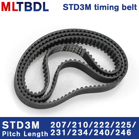 STD 3M Timing Belt 207/210/222/225/231/234/240/246mm 6/9/10/15mm Width RubbeToothed Belt Closed Loop Synchronous Belt pitch 3mm ► Photo 1/6