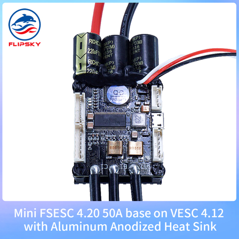3-12s Esc PWM Speed Controller Mini FSESC4.20 50A Base on VESC® 4.12 with Aluminum Anodized Heat Sink Flipsky ► Photo 1/5