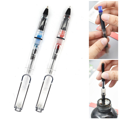 2pc/lot 0.38/0.5mm Transparent Gel Pen Multifunction Fountain Pen-type Can Absorb Ink and Ink Sac Pens for Office School Writing ► Photo 1/6