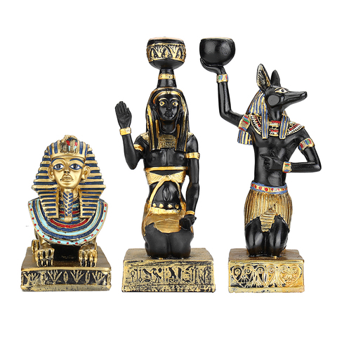 Resin Figurines Candleholder Retro Ancient Egyptian Goddess Sphinx Anubis Shape Candlestick Crafts Home Decorative Ornaments ► Photo 1/6