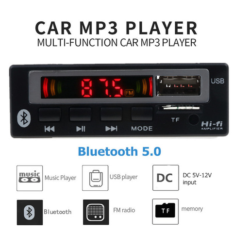 USB AUX Bluetooth FM Radio V5.0 Wireless Audio Receiver Car MP3 Player 5V 12V Mp3 Decoder Board Module Music Speaker ► Photo 1/6