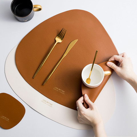 Drop-shaped Shape Placemat Plate Mat Food Grade Leather Table Pad Waterproof Heat Insulation Kitchen Gadget Easy Cleaning ► Photo 1/6