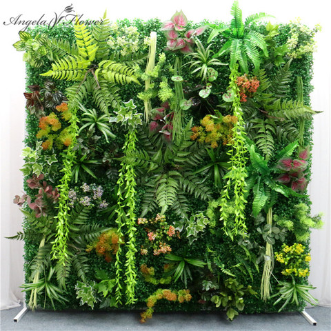 40x60cm 3D green artificial plants wall panel plastic outdoor lawns carpet decor wedding backdrop party garden grass flower wall ► Photo 1/6