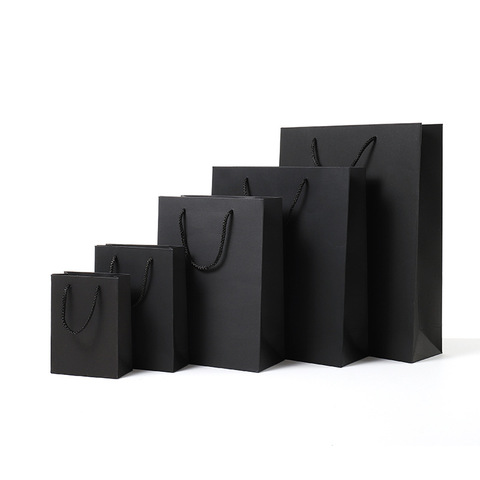 Black High Quality Simple Paper Gift Bag Kraft Paper Candy Bags with Handle DIY Multifunction Wedding Party Gift Package Bags ► Photo 1/6