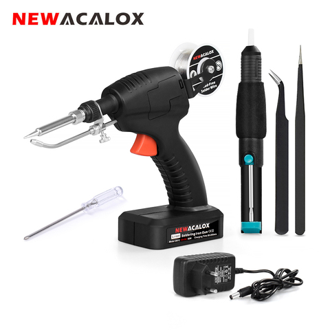 NEWACALOX EU/US 80W Soldering Gun DC 12V Li-ion Rechargeable Cordless Soldering Iron Automatic Dormant Welding Gun Tool ► Photo 1/6