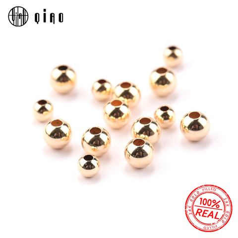 10PCS 2-4MM 14K Gold Filled beads 14K Gold jewelry Findings Accessories round smooth jewelry beads for bracelet&necklace making ► Photo 1/6