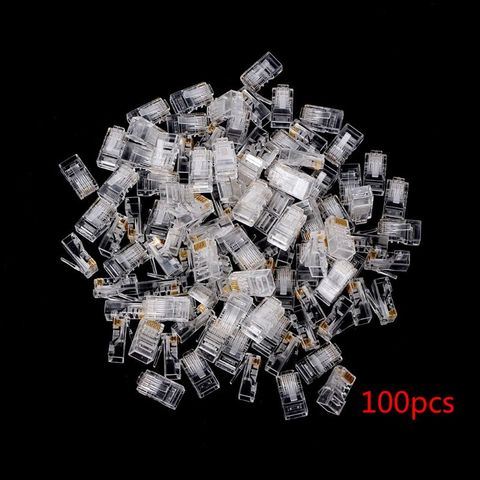 Gold plated RJ45 Net Network Modular Plug Cat5 CAT5e Connector 8P8C utp Unshielded Modular Rj45 Plug NEW 25/50/100/200/500 PCS ► Photo 1/6