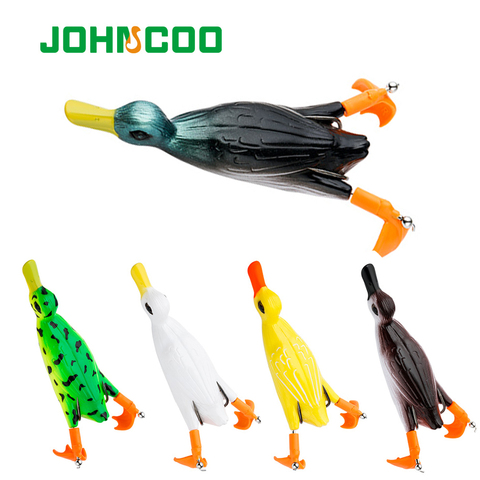 JOHNCOO 1pc Rotating Flipper Duck Fishing Lure Frog Soft Fishing Lures 120mm 23g Top Water Bait Floating Baits For Bass Pike ► Photo 1/6