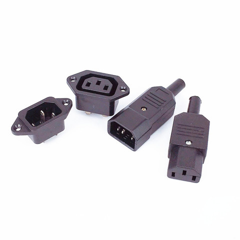 IEC320 C14 C13 Electrical AC Socket 3 Female Male Inlet Plug Connector 3pin Socket Mount ► Photo 1/6