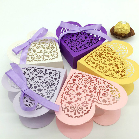 10Pcs Candy Box dragee christmas gift box Love Heart Wedding Decoration Favor Paper Gift bag For Party halloween Supplies 5z ► Photo 1/6