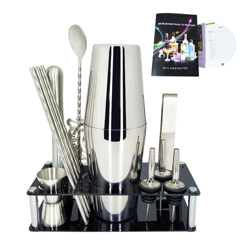 Professional Cocktail Shakers Bartender Kit Stainless Steel Bar Tools 1-14 Pcs/Set Rack Frame Bar Cocktail Recipes ► Photo 1/6