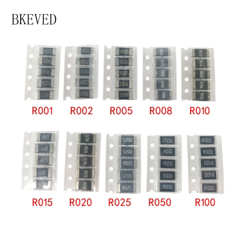 50PCS Alloy resistance 2512 SMD Resistor Samples kit10 kindsX5pcs=50pcs R001 R002 R005 R008 R010 R015 R020 R025 R050 R100 ► Photo 1/1