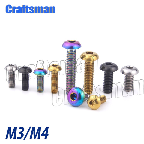 1Pcs Craftsman Titanium Ti Bolts M3 M4 x 6 8 10 15 20mm Button Allen Key Half Round Head Screws for Bicycle ► Photo 1/6