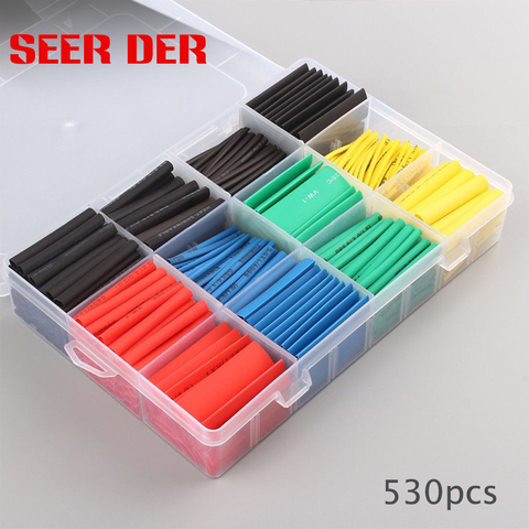 530pcs Heat Shrink Tubing Insulation Shrinkable Tubes Assortment Electronic Polyolefin Wire Cable Sleeve Kit Heat Shrink Tubes ► Photo 1/6