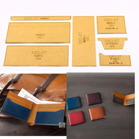 DIY leather craft card holder wallet template stencil 500gsm heavy weight kraft paper pattern 11x9cm ► Photo 1/3